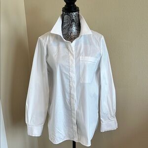 Lafayette 148 New York White Cotton Long Sleeve Shirt Size Large